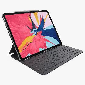 Silver Apple iPad Pro 2019 with Smart Keyboard 3D model